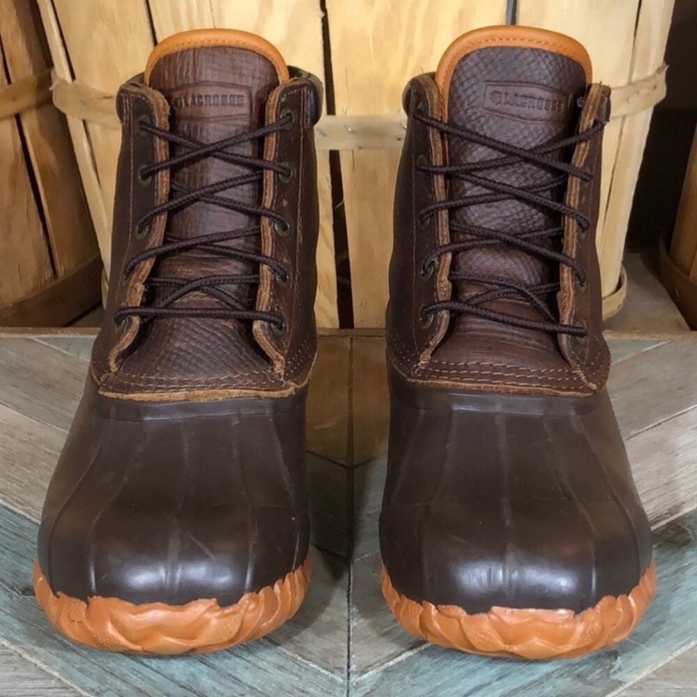 LaCrosse 5 Eye Pac 7” Brown Leather 200G Waterproof Duck Boots Womens Size 7 - Picture 3 of 10